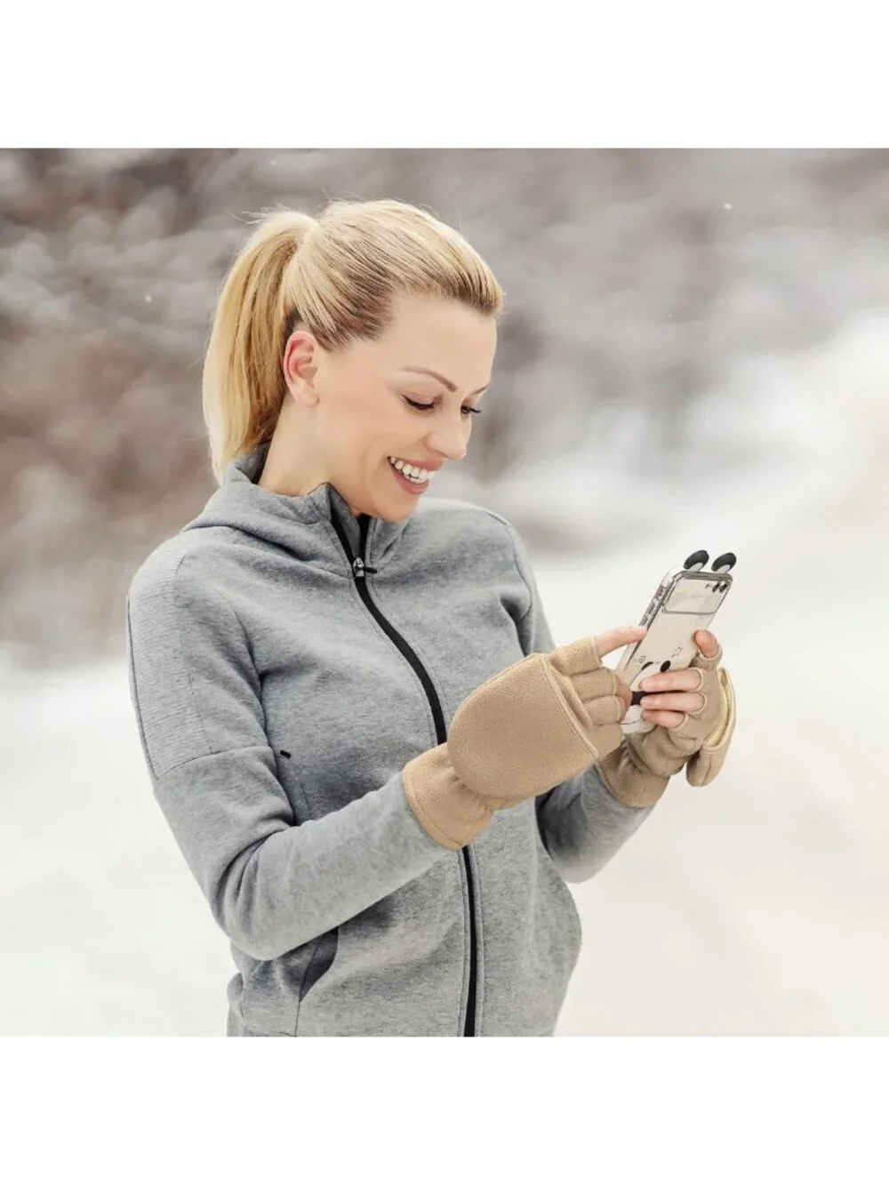 Cozy Fingerless Convertible Mittens for Women & Men - Warm Winter Gloves